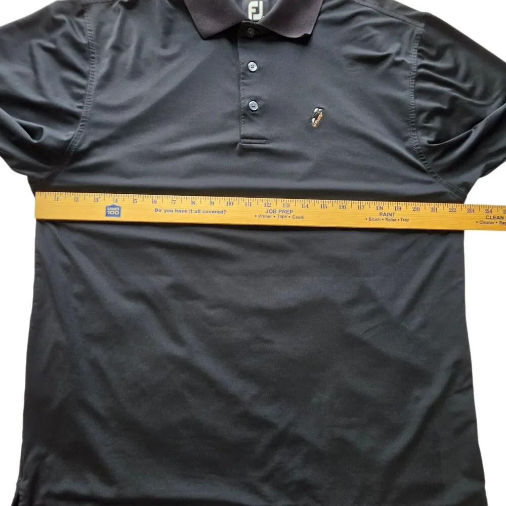 FootJoy x Forest Creek Men Medium Black Golf Polo Shirt Performance Pinehurst NC
